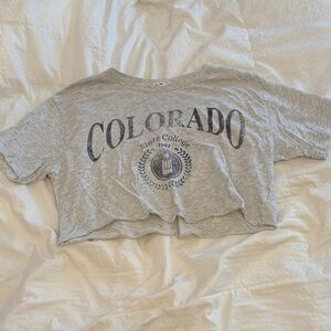 Garage Gray Crop Top with Colorado Print
